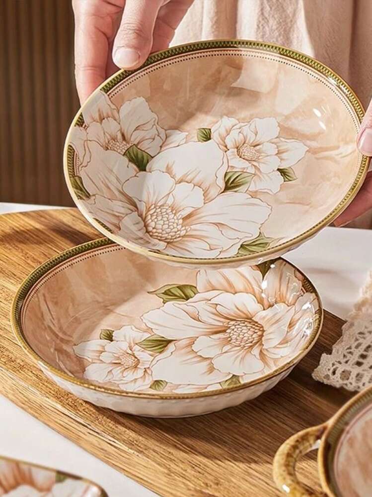 Set of 6 Ceramic Serving Bowls, Japanese Ceramic Rice Bowl, Dinnerware Bowls Gift Set, Floral Ceramic Bowl Set Set of 6 Ceramic Serving Bowls, Japanese Ceramic Rice Bowl, Dinnerware Bowls Gift Set, Floral Ceramic Bowl Set